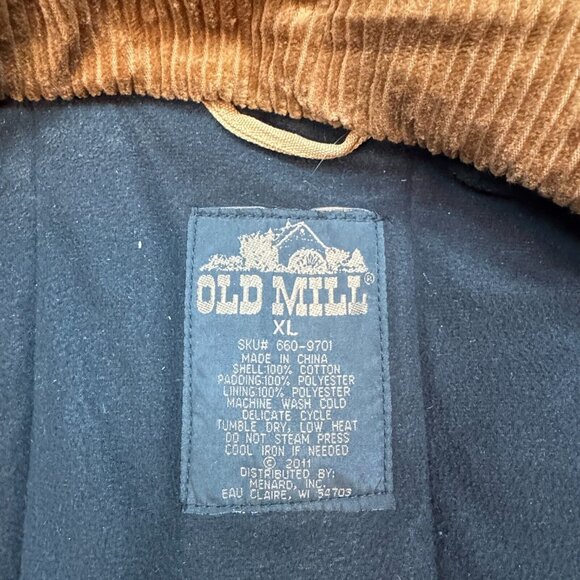 Old Mill Mens Brown Insulated Coat Canvas Jacket Snap Zip Fleece Lined Size XL - Picture 9 of 14